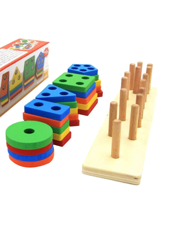 Wooden Geometric Shape Stacking Blocks, Ages Upto 12 Months