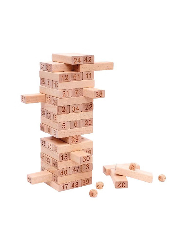 Wooden Large Digital Number Jenga, 48 Pieces, Ages 3+