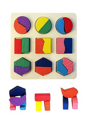 3-Piece Wooden Geometric Puzzle Toy Set, Ages 3+