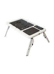 E-table Portable Laptop Table with Cooling Fan, Black/White