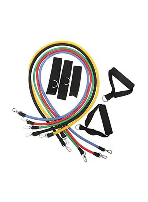 Fitness Exercise Latex Resistance Bands, Tube Rope Set, P90X, Multicolour