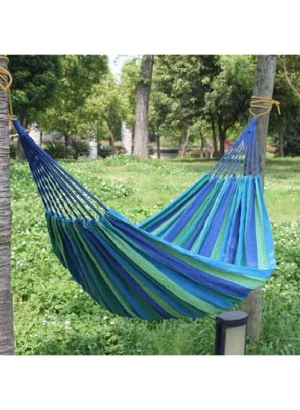 80 x 280cm Striped Hammock, Blue/Green