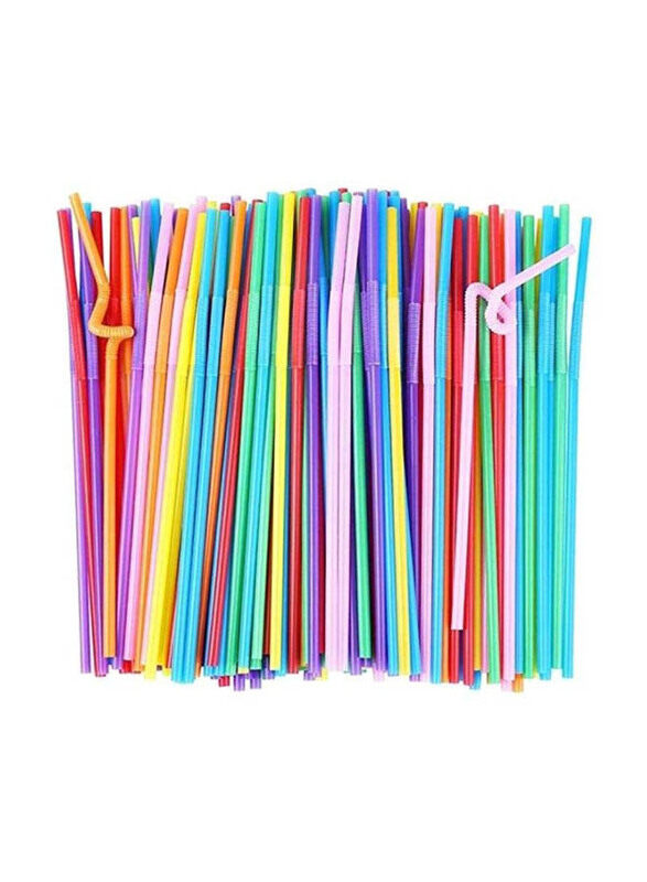 

Generic Disposable Bendy Party Drinking Straw Set, 100 Pieces, Multicolour