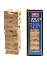 M.Y Traditional Games Wooden Tower Blocks Set, 54 Pieces, Ages 3+