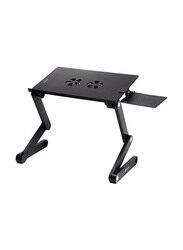 Foldable Laptop Table Stand with Mouse Pad And Cooling Fans, Black