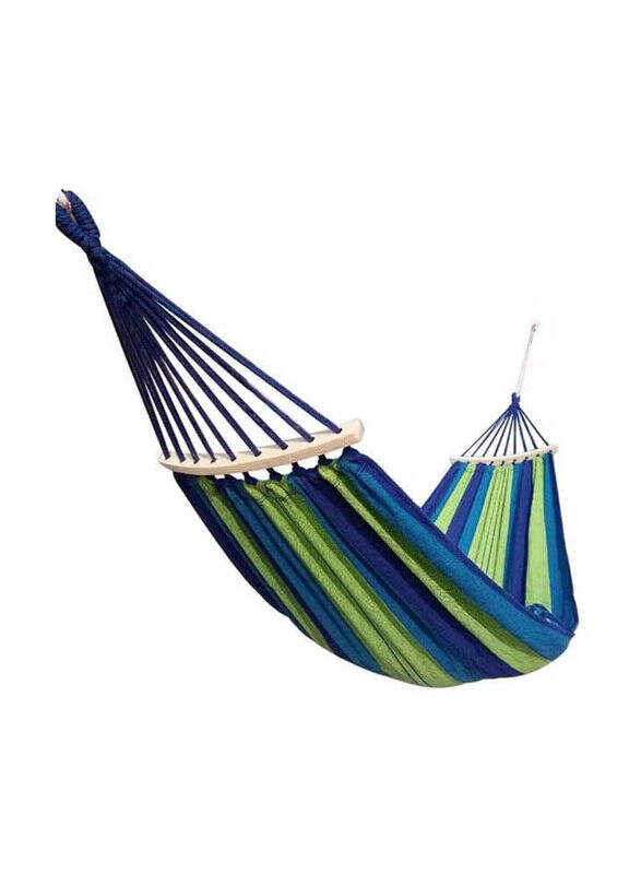 

Generic One Size Canvas Bending Stick Hammock with Wooden Stick, Blue/Green