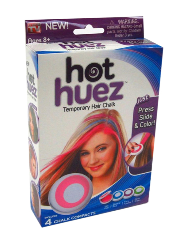 Hot Huez Temporary Hair Chalk Compact Set, Multicolor, 4-Pieces