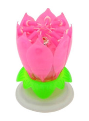 Rotating Lotus Flower Musical Candle, Multicolour