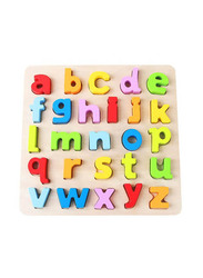 3D Lowercase Wooden Alphabet Learning Board, Multicolour