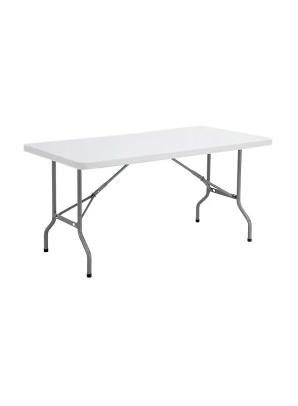 Foldable Lightweight Table, 6 Feet, White/Grey