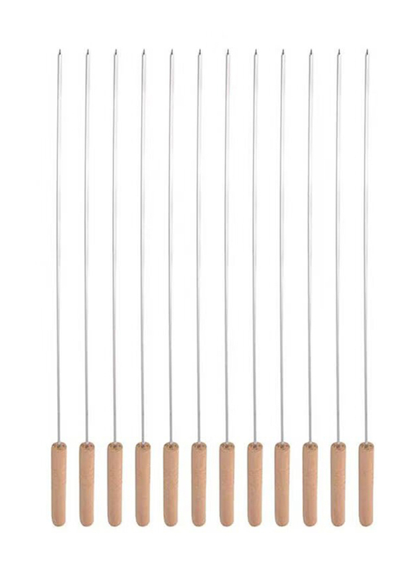 BBQ Skewers Set, 12 Piece, Beige/Silver