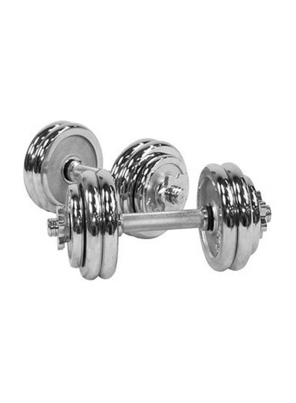 Integrated Weight Dumbbell Set, 2 x 15 KG, Silver