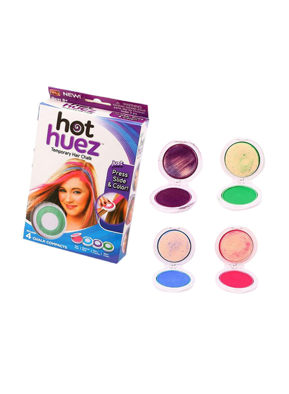 Hot Huez Temporary Hair Chalk Compact Set, Multicolor, 4-Pieces