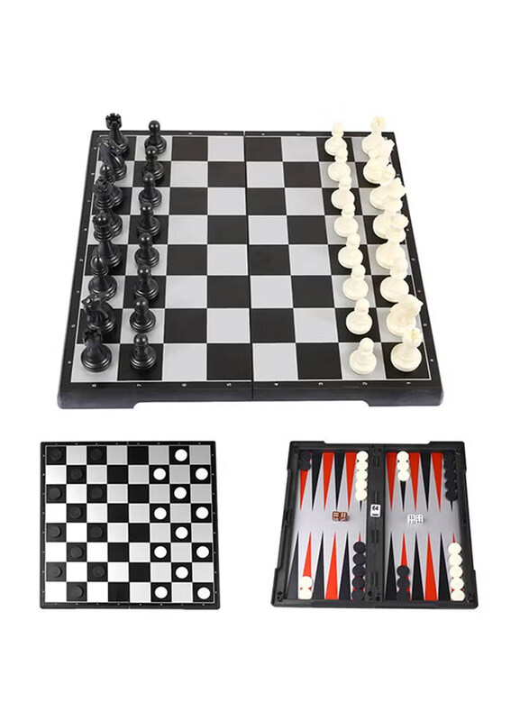 

Generic Magnetic Foldable Backgammon Checkers Chess Set, Ages 6+