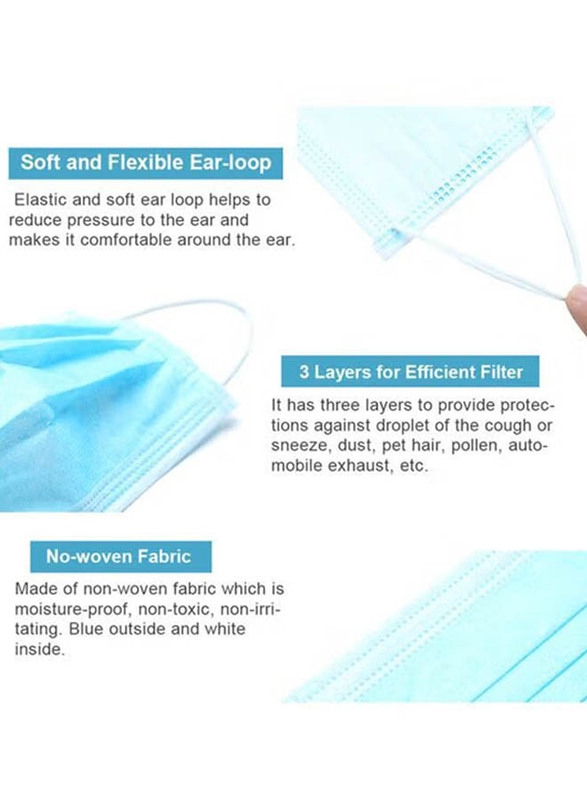 Disposable Breathable Face Mask Set with Earloop, 50 Pieces