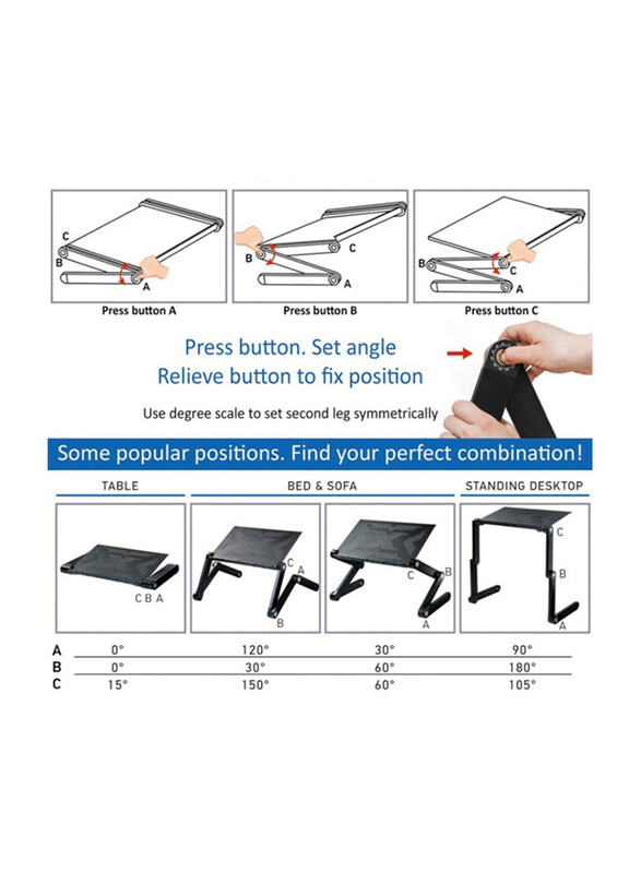 Portable Mobile Laptop Standing Desk with Mouse Pad, Ultra-light Aluminum, Multicolour