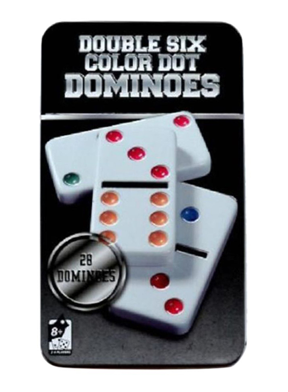 28-Pieces Double Six Color Dot Dominoes Premium Board Game with Metal Tin Case, 6+ Years
