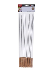 Koopman 38cm BBQ Skewer Set, 12 Piece, Silver/Brown