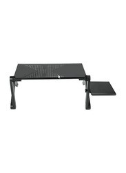 Adjustable Folding Laptop Table with Desk Tray, Black