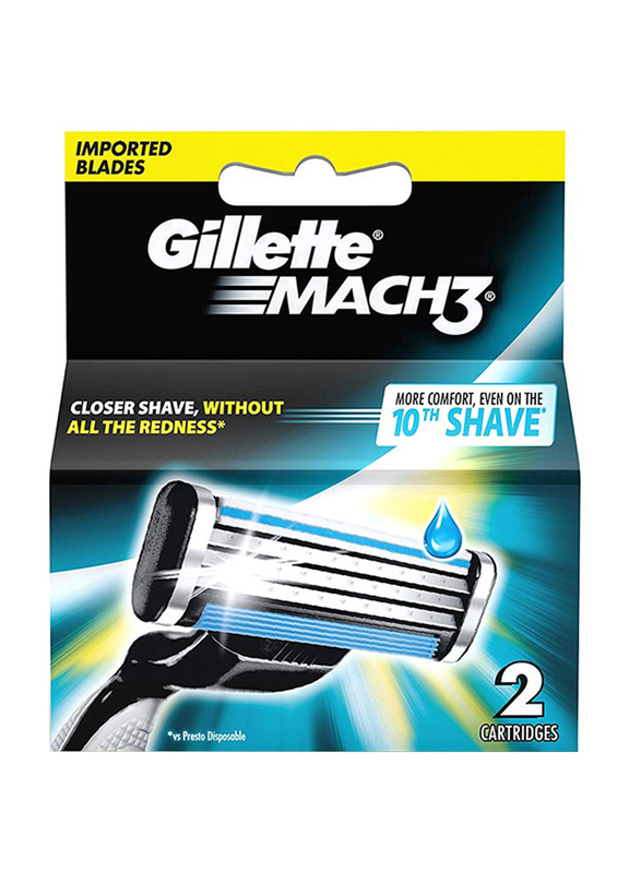 

Gillette Mach 3 Razor Blades for Men, 2 Pieces, 5471, Multicolour