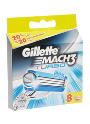 Gillette Mach3 Turbo Razor Blade Refills Set for Men, 8 Pieces