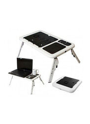 E-table Portable Laptop Table with Cooling Fan, Black/White