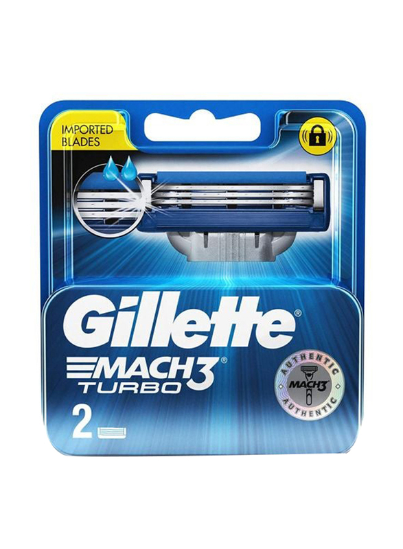 Gillette Mach 3 Turbo Manual Shaving Razor Blades Unisex, 43557, 2 Pieces