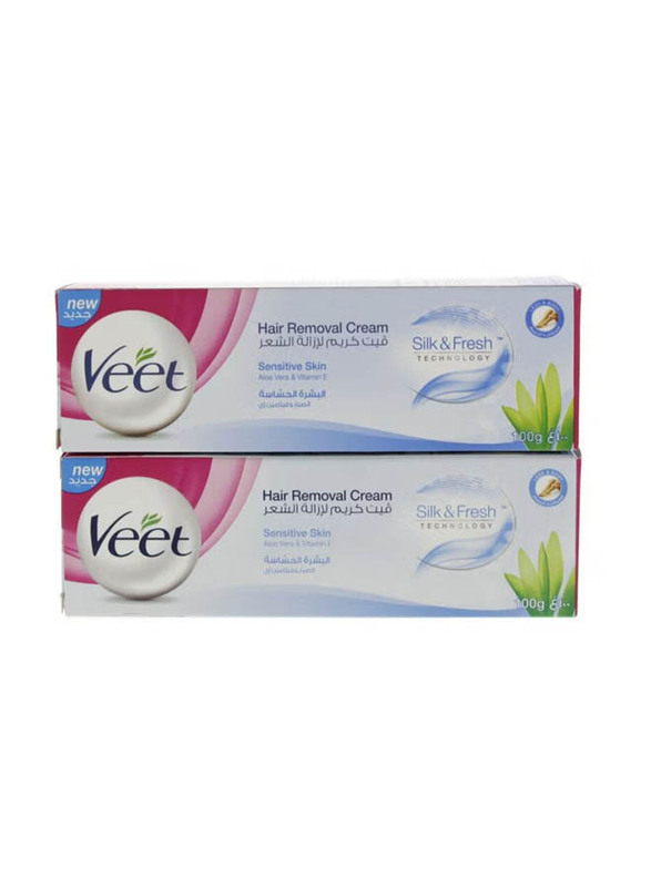 Veet Silk & Fresh Hair Removal Cream, 100gm, 2 Piece