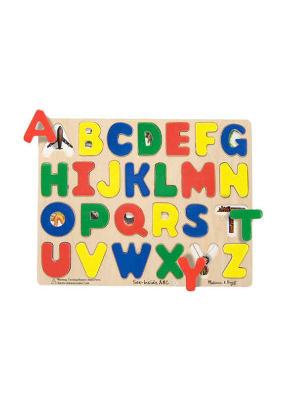 Melissa & Doug 26-Piece See-Inside Abc Large Wooden Puzzle, Multicolour