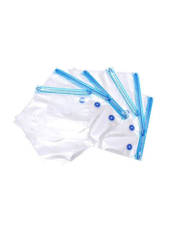 5-Piece Vacuum Storage Bags Set, Clear/Blue