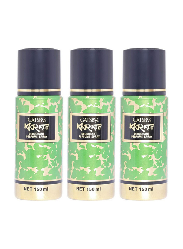 Gatsby Karate Deodorant Perfume Spray for Men, 150ml, 3-Pieces