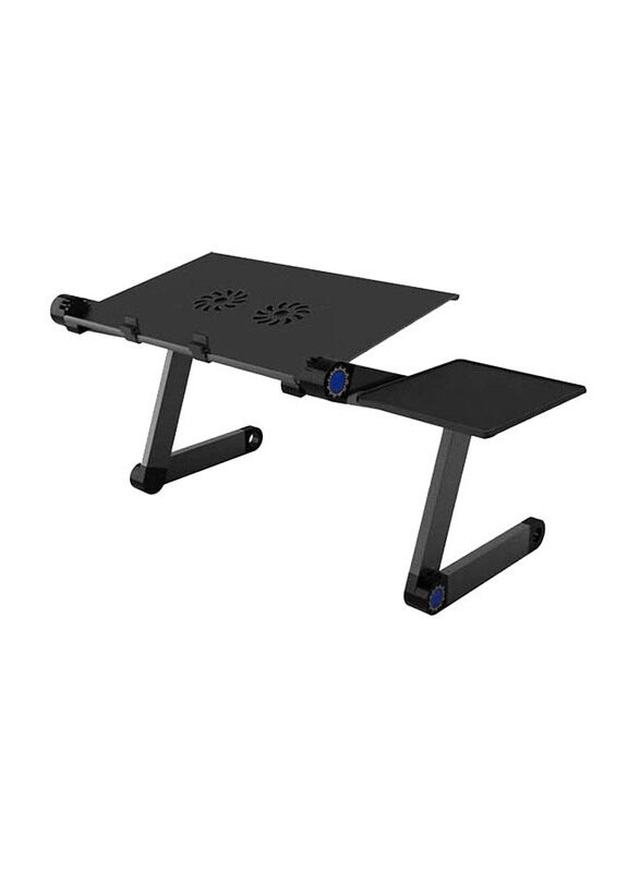 Slypnos Aluminum Adjustable Notebook Laptop Stand From with Cooling Fans, Detachable Mouse, Black