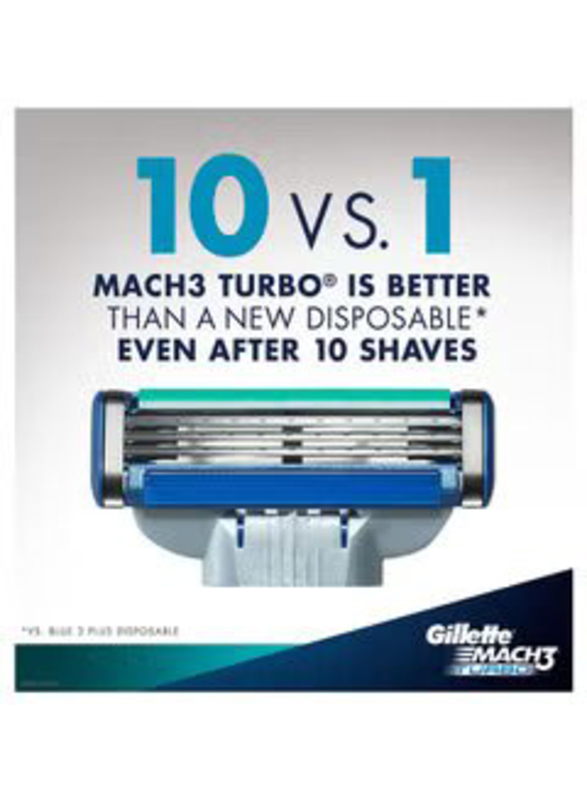 Gillette Mach3 Turbo Cartridges, 34373, 4 Pieces