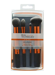 Real Techniques 4-Piece Base Core Collection Makeup Brush Set, Bronze/Black