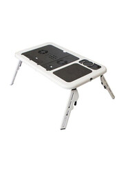 E-table Portable Laptop Table with Er Fan, Black/White