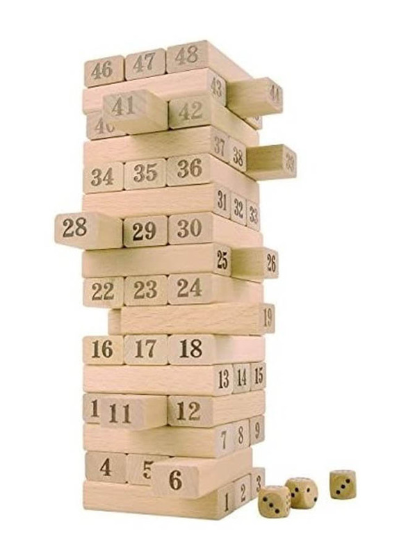 Cooltoys 48-Piece Timber Tower Wooden Block Stacking Game, 113068, Ages 3+