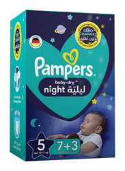 Pampers Baby-Dry Night Diapers for Extra Sleep Protection, Size 5, 12-17 Kg, 10 Count