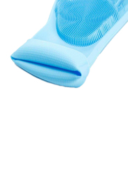 Generic Magic Silicone Gloves with Wash Scrubber, 34.5 x 15.4cm, 1 Pair, Blue