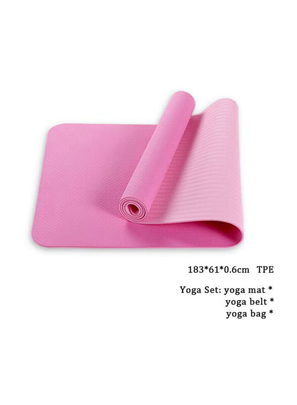 

Sapu Double TPE Yoga Mat with Belt, Rose Red