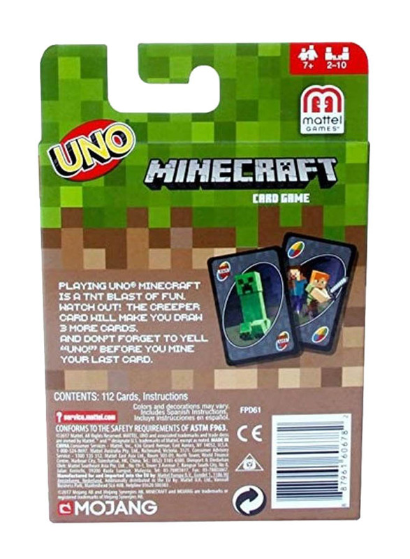 Mattel Games Uno Minecraft Card Game, Ages 7+, Multicolour