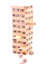 Unique Wooden Tower Building Set, Beige, 54 Piece, Ages 3+