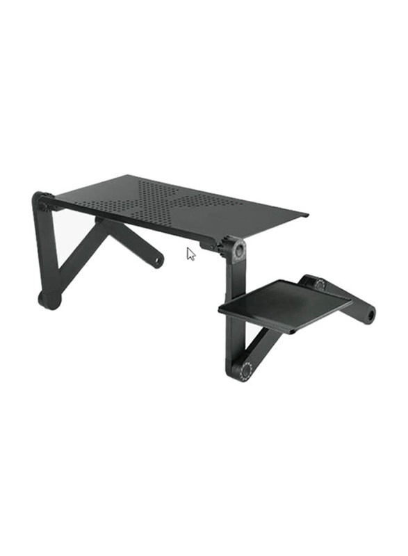 Adjustable Folding Laptop Table with Desk Tray, Black