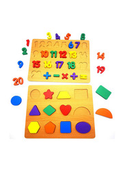 Asmat 30 x 23cm Wooden Learning Numbers & Geometric Shape Puzzle, Ages 3+, WLTYS13