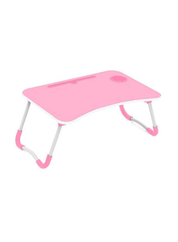 Foldable Laptop Table WithCup Holder, Pink/White