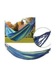 One Size Outdoor Garden Canvas Striped Hammock, Blue/Green