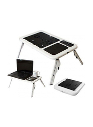 2 USB Cooling Fans Portable Laptop Table, LD-09, White/Black