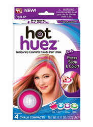 Hot Huez Temporary Hair Chalk, Pink/Blue/Fuschia/Green, 136gm