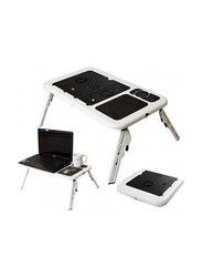 E-table Portable Laptop Table with Er Fan, Black/White