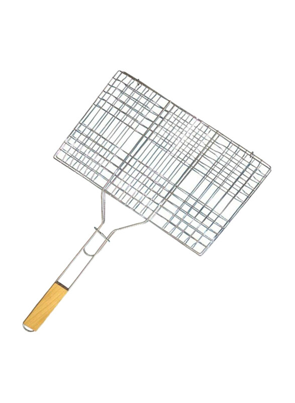 

Unbranded Grill Rack with Wooden Handle, 35 x 23 cm, Silver/Beige