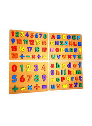 Asmat Wooden Toys Early Learning Jigsaw Letter Alphabet Number Shape Puzzle, Multicolour